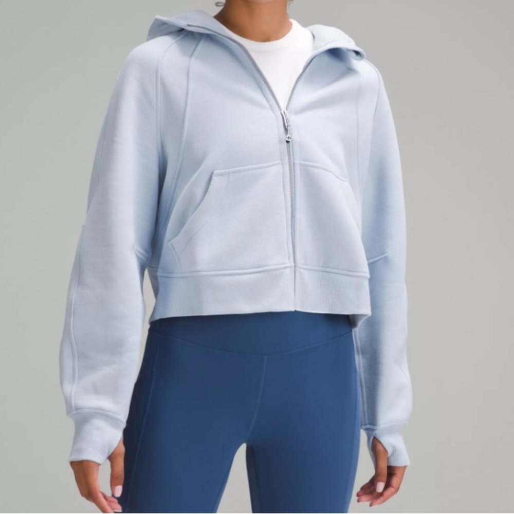 Lululemon NEW Scuba Oversized Funnel Neck 1/2 Zip Crop Sweatshirt Blue Linen